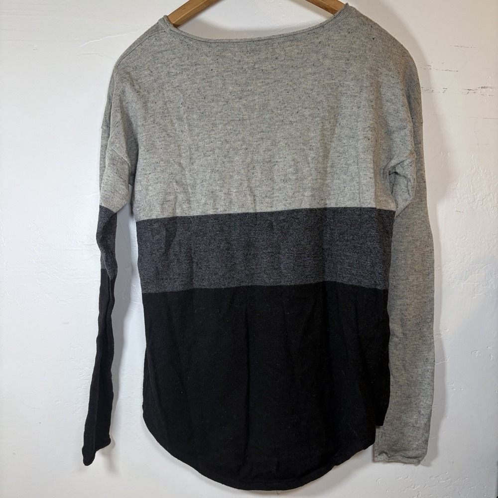 Smartwool Women's S Shadow Pine Crew Sweater Gray Black Colorblock Merino Wool - Picture 4 of 6